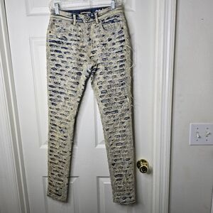 Serenade Carbon Jeans Distressed Overlay Midrise‎ Skinny Womens 28